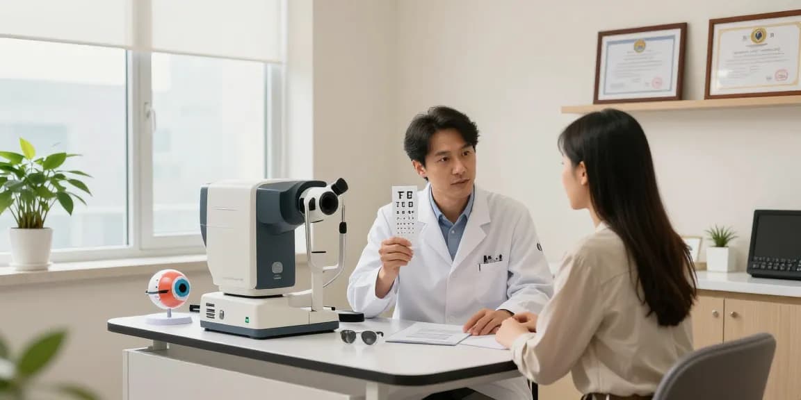 Eye clinic consultation showing personalized care in open resource source settings.