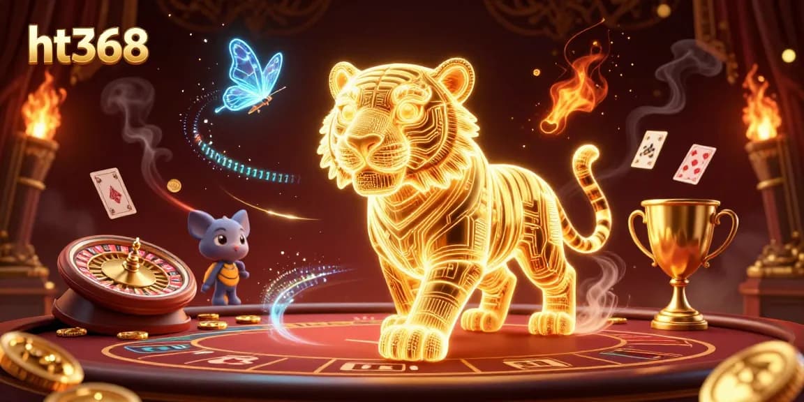 Experience gaming excitement with ht368 in this vibrant 3D casino illustration.
