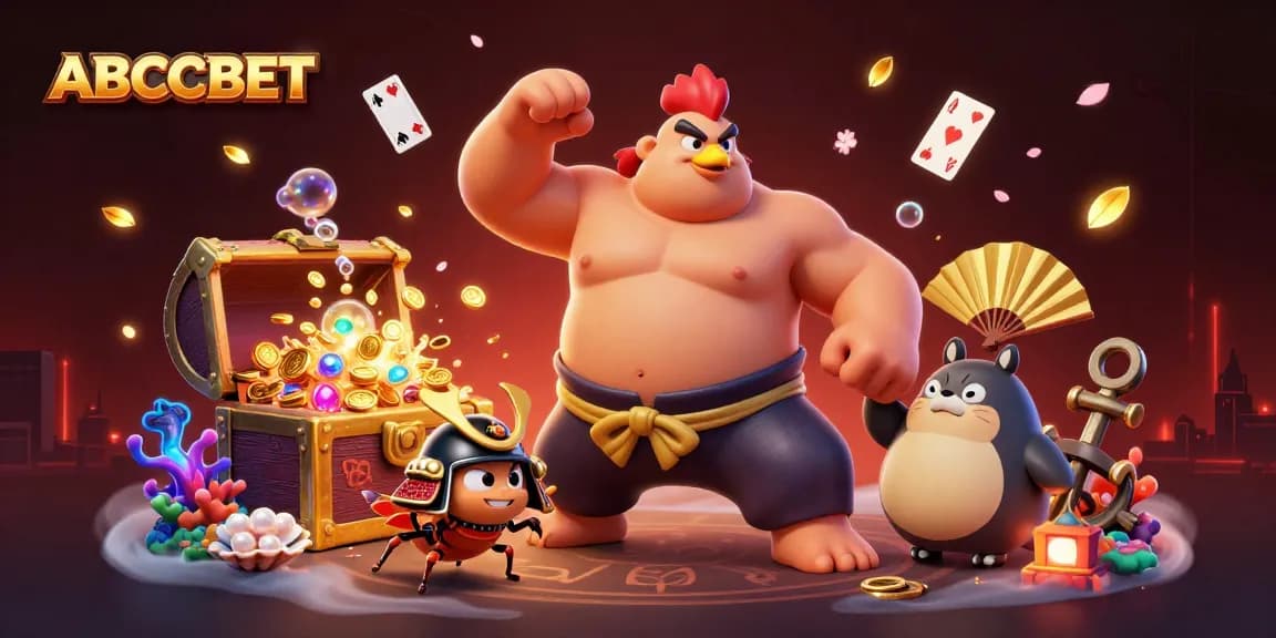 Engage with ABCBET through a thrilling 3D gambling experience featuring vibrant characters and exciting casino elements.