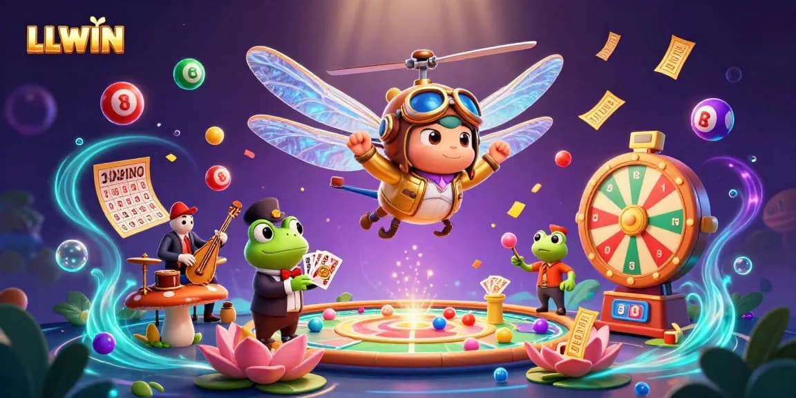 Engage in thrilling gameplay at LLWIN with vibrant casino action, colorful lottery balls, and dynamic gaming elements.
