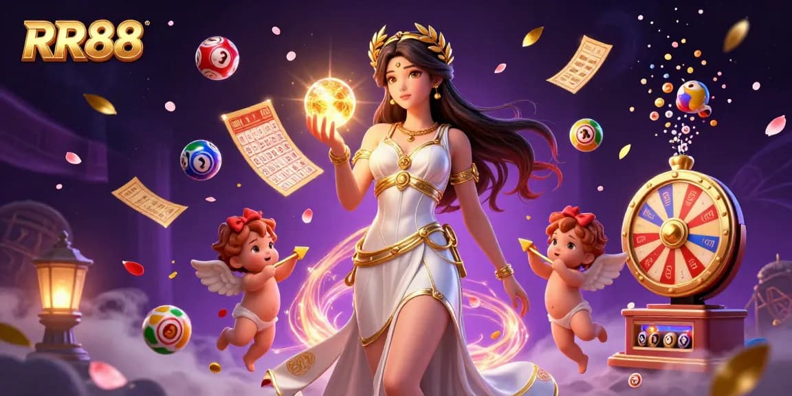 Experience the thrill of RR88 with dynamic casino elements and captivating characters in a vibrant scene.