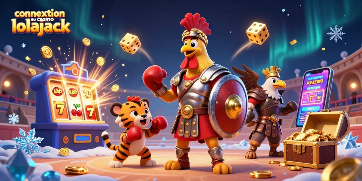 Experience the thrill of gaming at connexion au casino lolajack with our vibrant illustration featuring dynamic characters and casino elements.