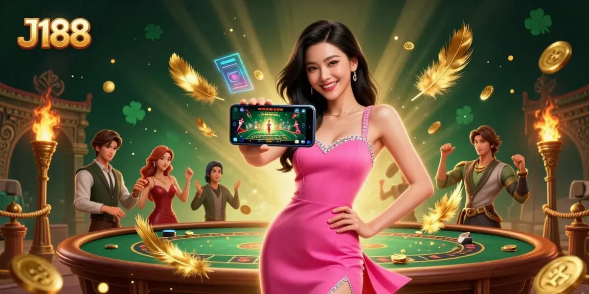 Engage in thrilling casino action with J188's stunning live dealer gaming experience showcased by a confident player.