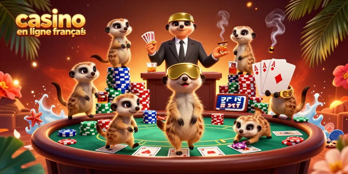Gagnez sur un casino en ligne français avec des suricates gérants et des cartes de poker.