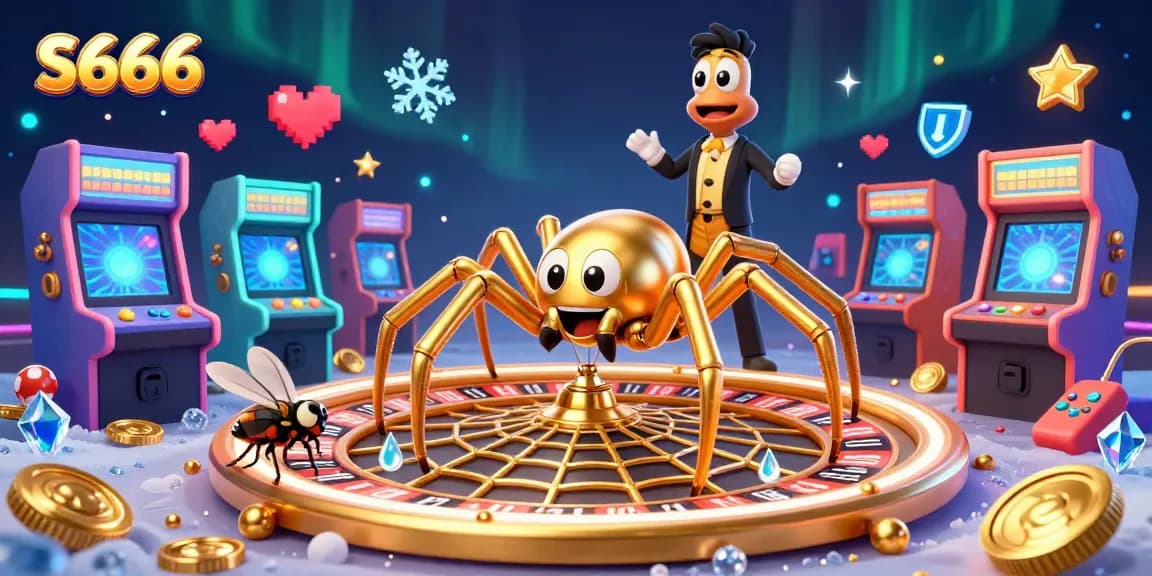 S666 offers a vibrant casino experience with a golden spider roulette wheel and dynamic betting action.