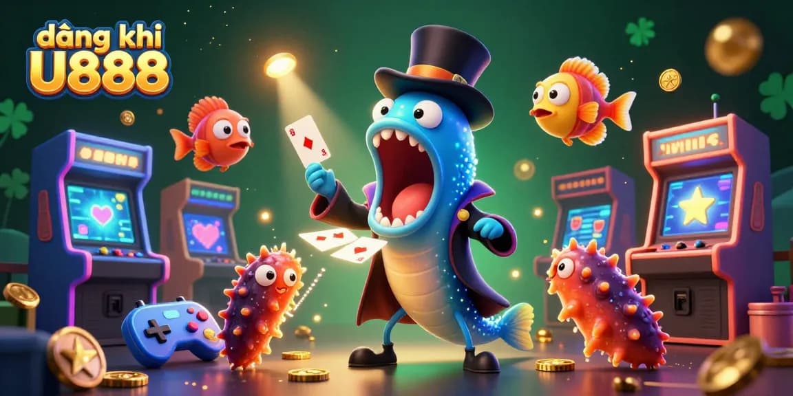 Engaging 3D illustration of đăng ký U888 with a magical deep-sea eel, thrilling players in casino-style excitement.