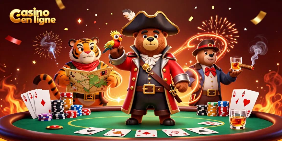 Découvrez un gameplay palpitant au casino en ligne avec des personnages s'engageant dans l'excitation du poker et des visuels dynamiques.