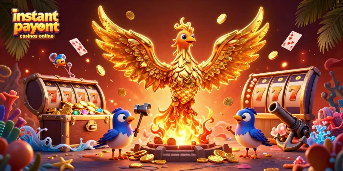 Play thrilling games at instant payout casinos online with this vibrant casino-themed illustration.