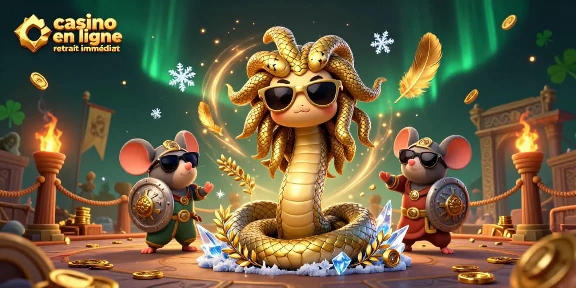 Retirez vos gains instantanément avec casino en ligne retrait immédiat dans une scène dynamique de mythologie grecque et de jeux de casino.