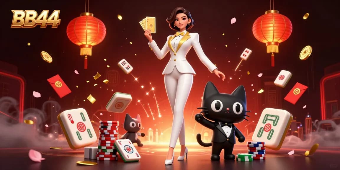 Experience thrilling gaming with BB44's vibrant 3D casino illustration featuring dynamic elements.