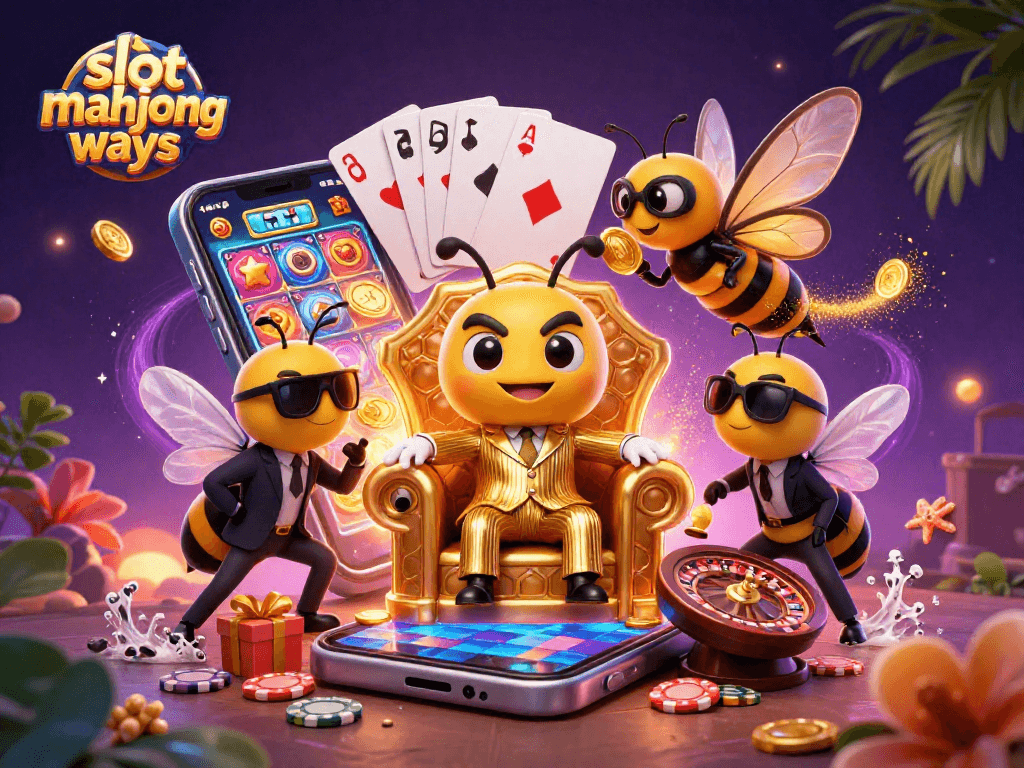 Experience slot mahjong ways with vibrant 3D characters in a dynamic casino-themed scene.