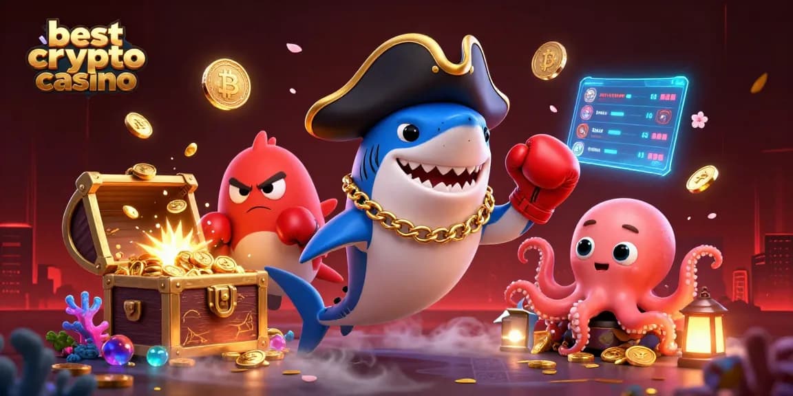 Jouez dans le meilleur casino crypto avec un requin-pirate, un poisson-globe boxeur et un bébé pieuvre !