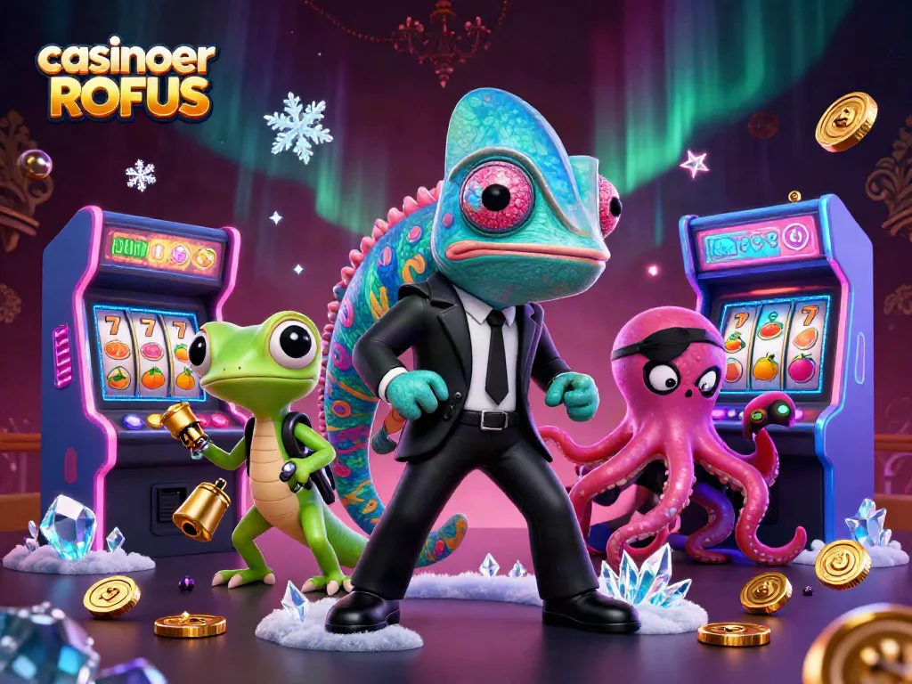 Engage with casinoer uden ROFUS in an exciting 3D illustration featuring dynamic gaming elements and colorful characters.