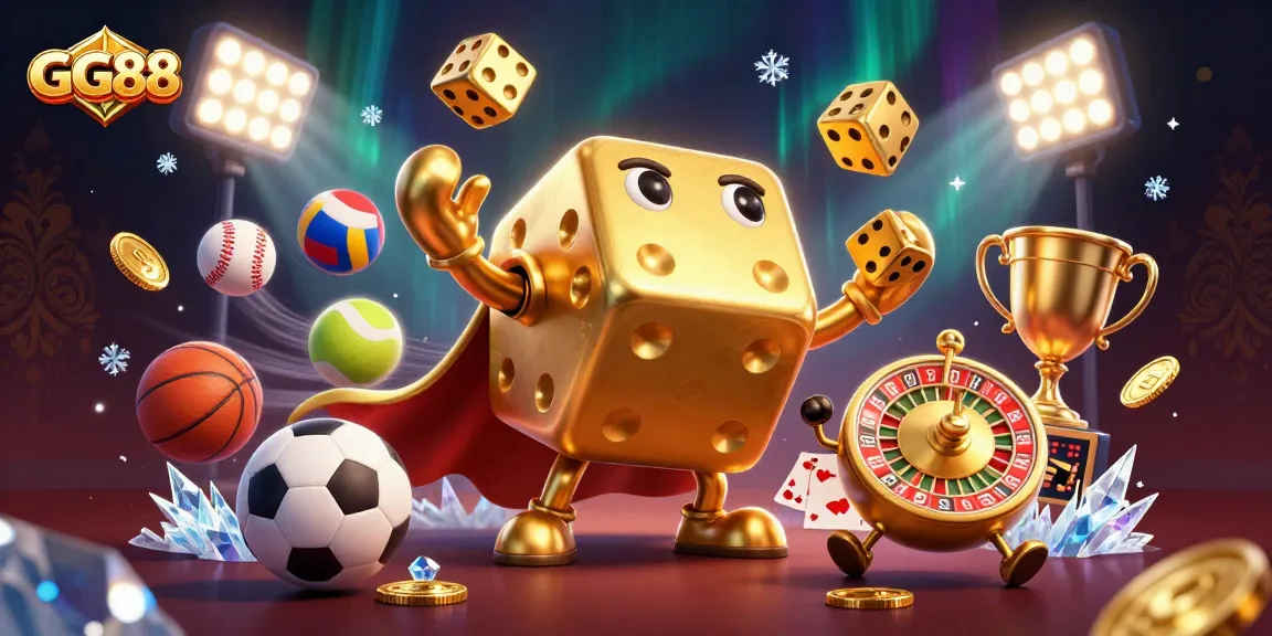 Experience thrilling gaming action with GG88 featuring dynamic casino elements and sports imagery.