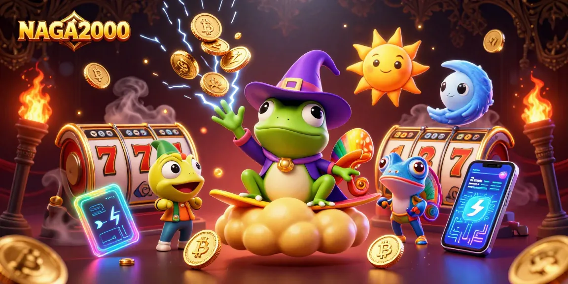 NAGA2000 menawarkan permainan slot yang mendebarkan dengan adegan ilustrasi yang cerah dan penuh koin yang menampilkan kegembiraan dan hadiah.