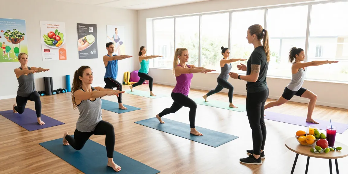 Group workout session at Rokok88 super's wellness studio promoting healthy lifestyles.