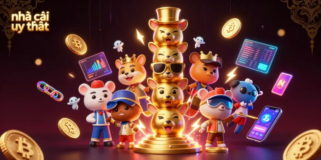 Engage with nhà cái uy tín using dynamic 3D gambling elements in a vibrant casino setting.