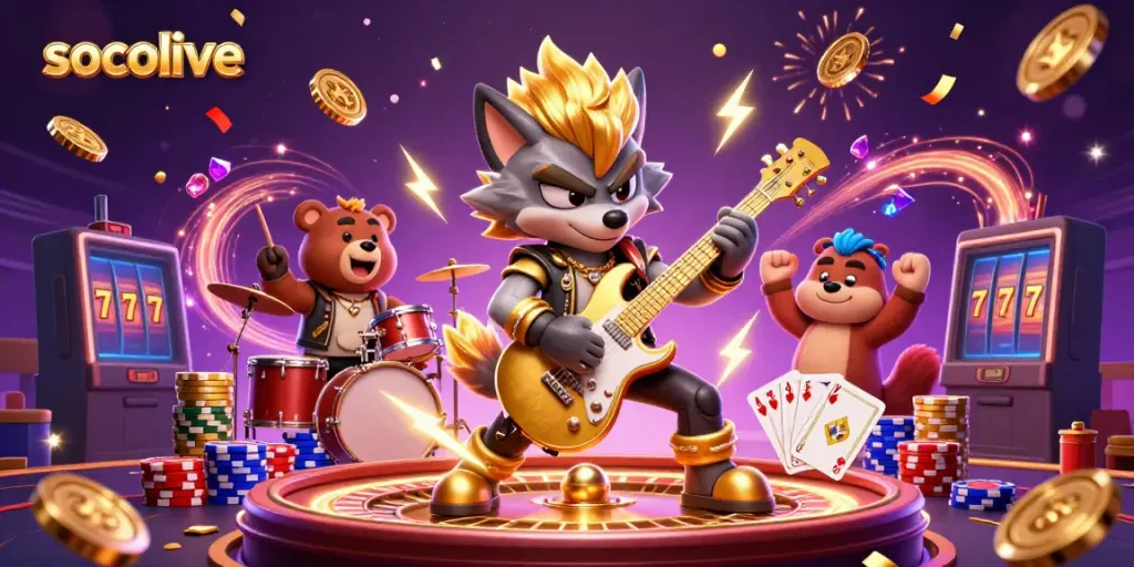 Socolive brings excitement with their vibrant online casino games highlighted by dynamic cartoon characters.