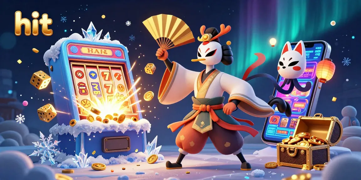 Hit an exciting jackpot with a kabuki warrior and fortune symbols in an enchanting casino scene.