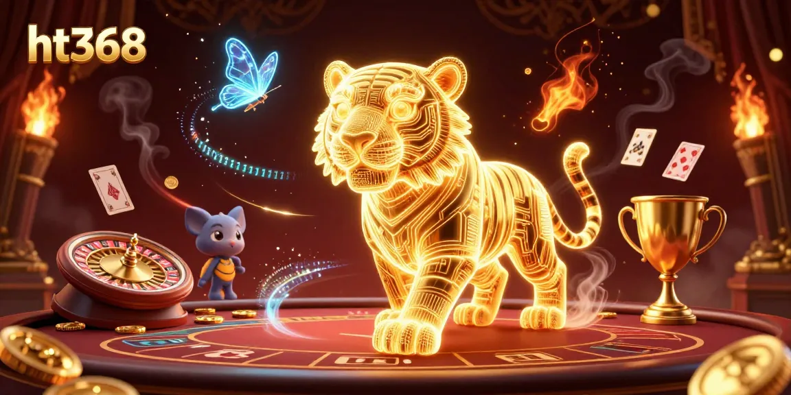 Experience gaming excitement with ht368 in this vibrant 3D casino illustration.
