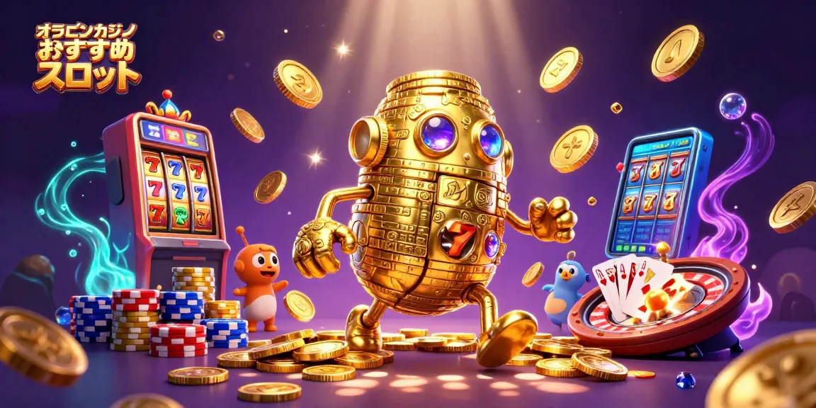 オンラインカジノ おすすめ スロットでのスロットマシンの運ですね！金色のコインが舞い上がる情景です。