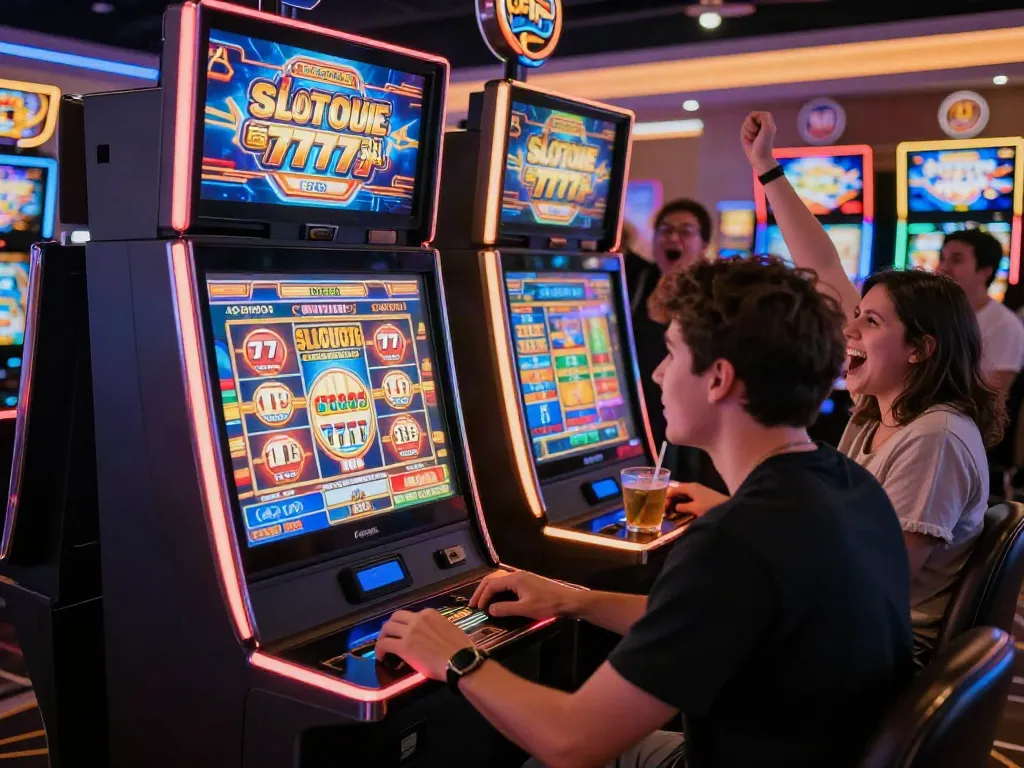 Permainan slot777 gacor dengan suasana kasino yang ceria dan menyenangkan.