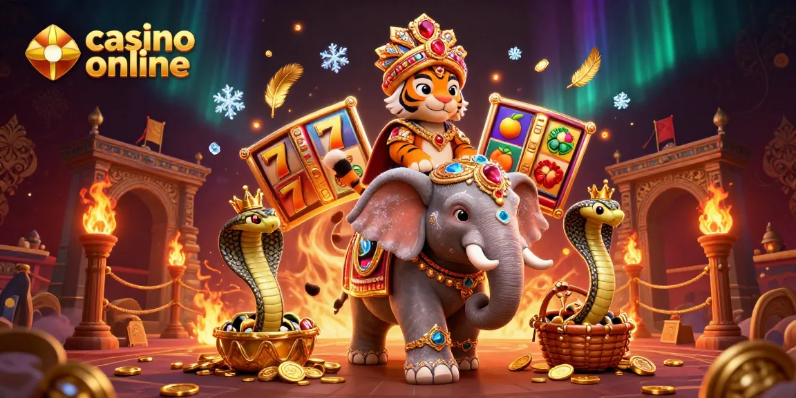 Engage in thrilling casino online experiences with Indian maharaja and elephant surrounded by captivating elements.
