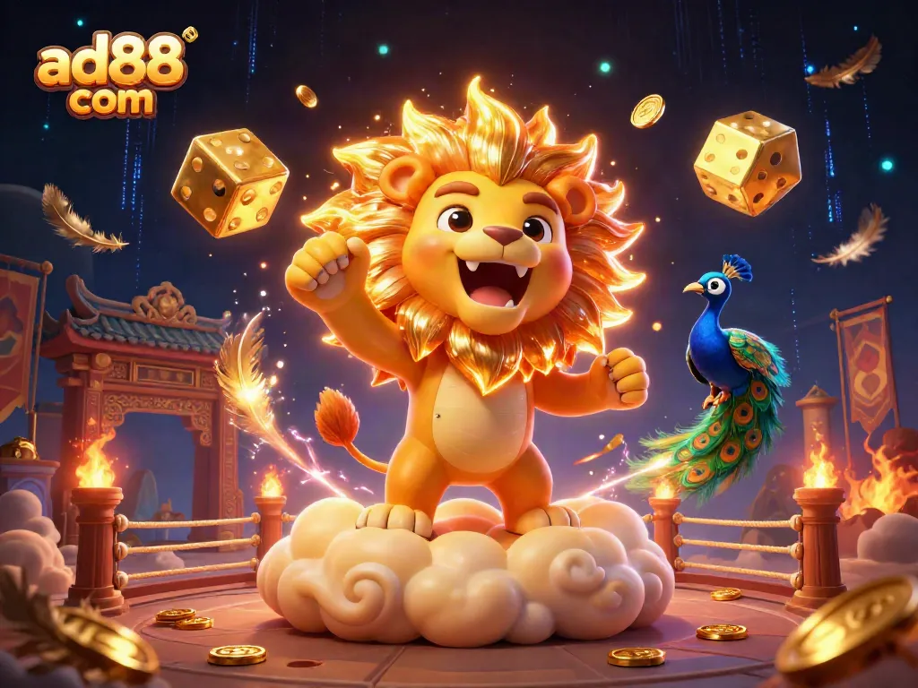 Experience thrilling moments at ad88 com with a vibrant casino-themed 3D illustration showcasing dynamic characters and elements.