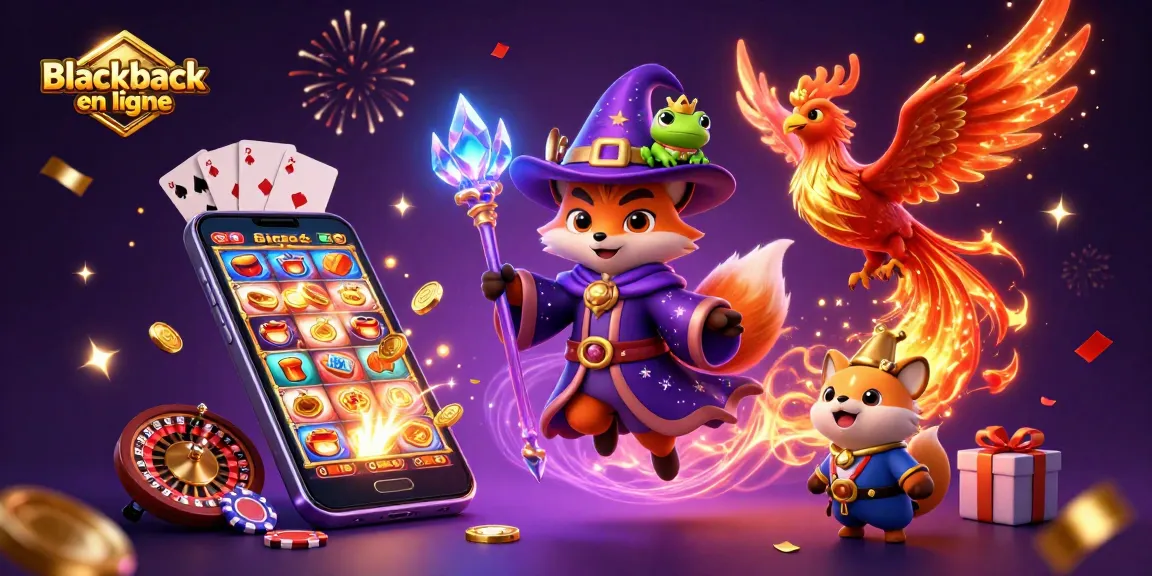 Jouez au blackjack en ligne dans une illustration captivante de casino, avec magie et détails.