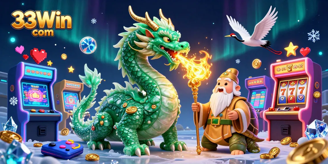 Engage with 33Win com's vibrant casino world in this dynamic 3D illustration.
