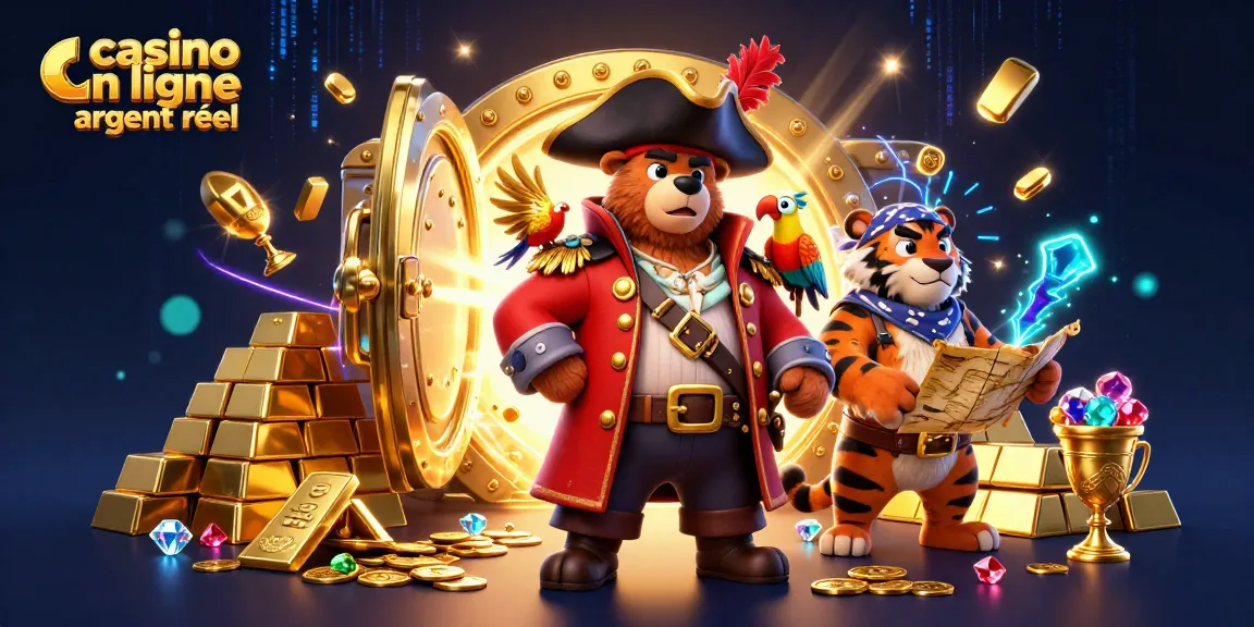 Plongez dans l'univers du casino en ligne argent réel avec ce ours pirate et son équipage fascinant.