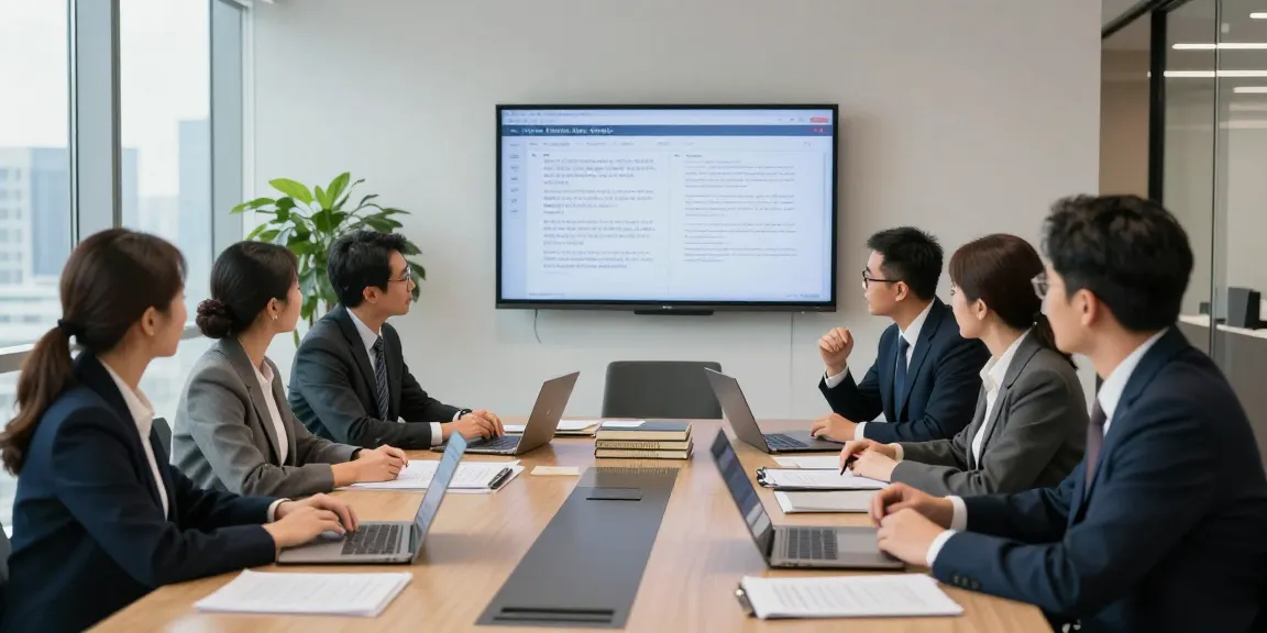 Collaborative meeting at Lead Roedl's office, showcasing diverse attorneys reviewing international law documents.