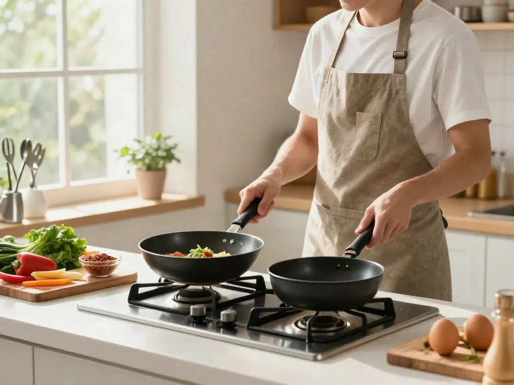 Non-Stick Cookware price in bangladesh showcased in a vibrant kitchen scene with fresh ingredients and cooking tools.