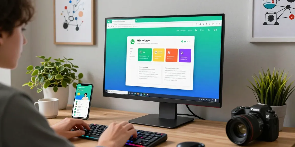 User interacting with WhatsApp網頁版 on a modern desktop setup showcasing digital communication.