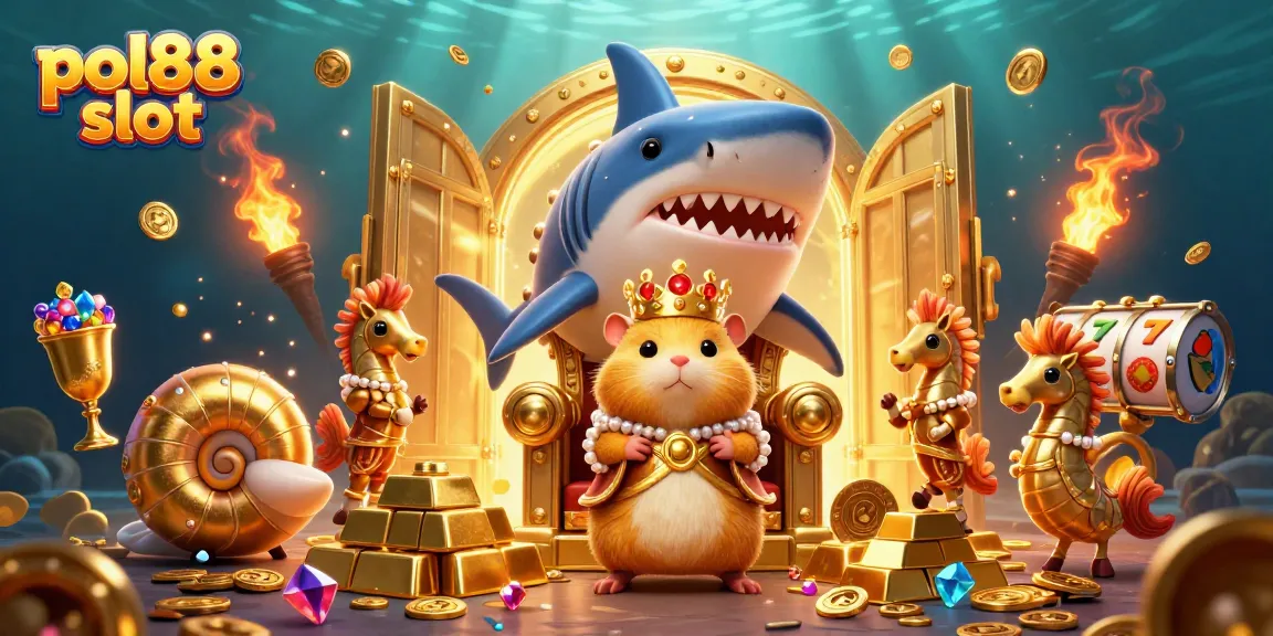 Mainkan pol88 slot dengan raja hamster emas dan harta karun yang menakjubkan dalam ilustrasi 3D.