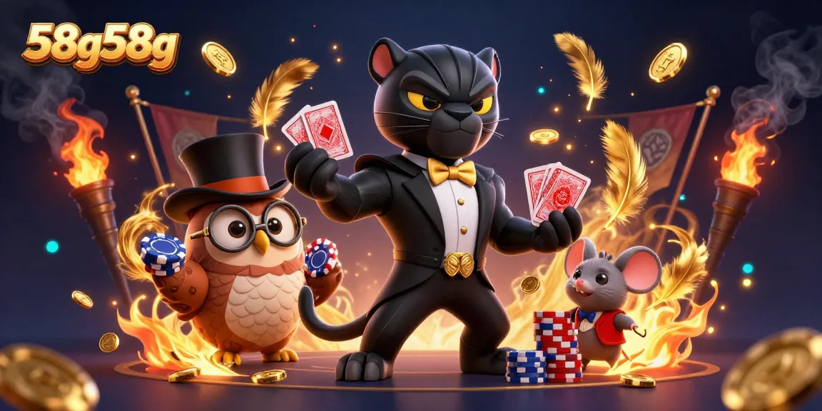 Engage in thrilling gameplay at 58g58g with a stylish panther dealer and charming casino companions.