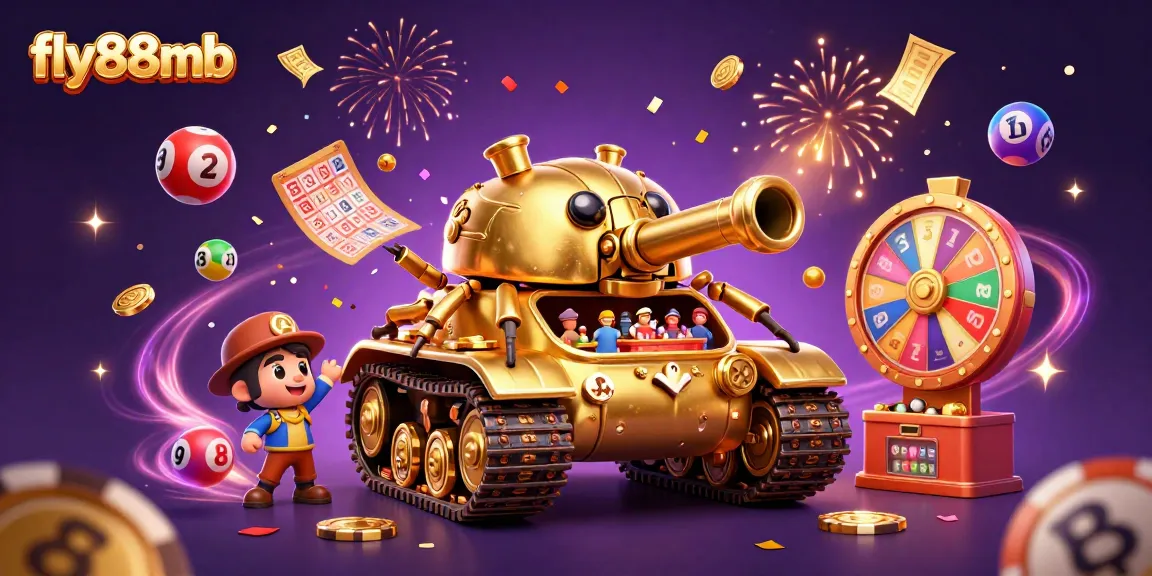 Bets thrive at fly88mb, capturing excitement with golden beetle tanks and colorful lottery balls.