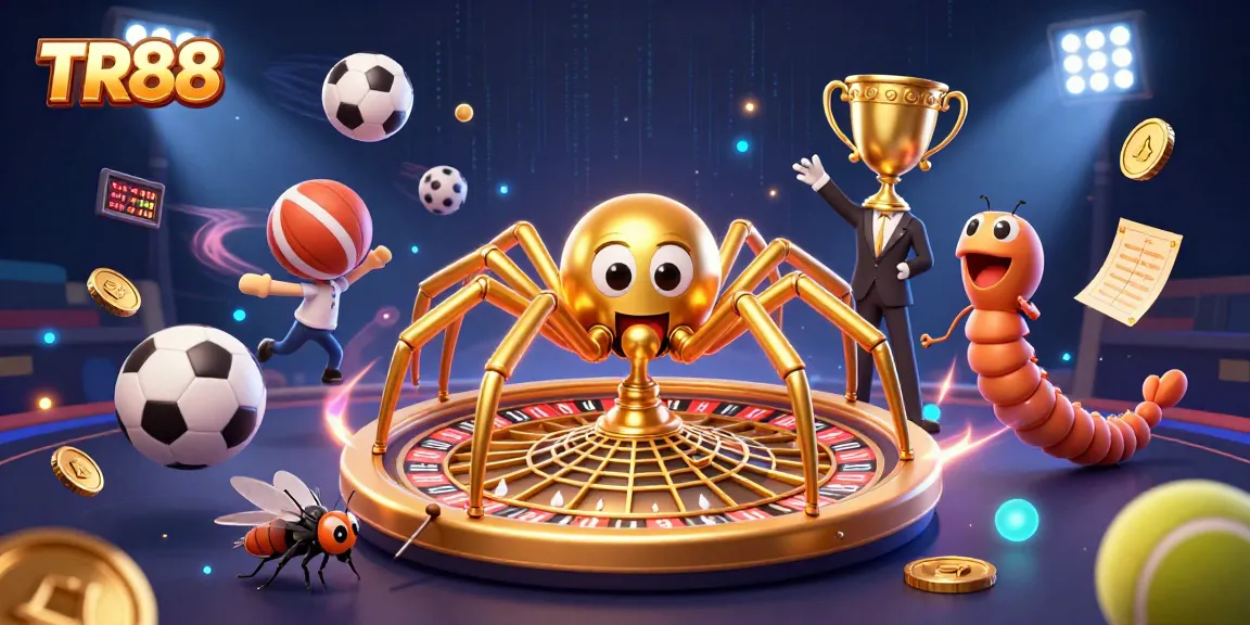 Bet on TR88 with dynamic sports elements in a vibrant casino illustration.
