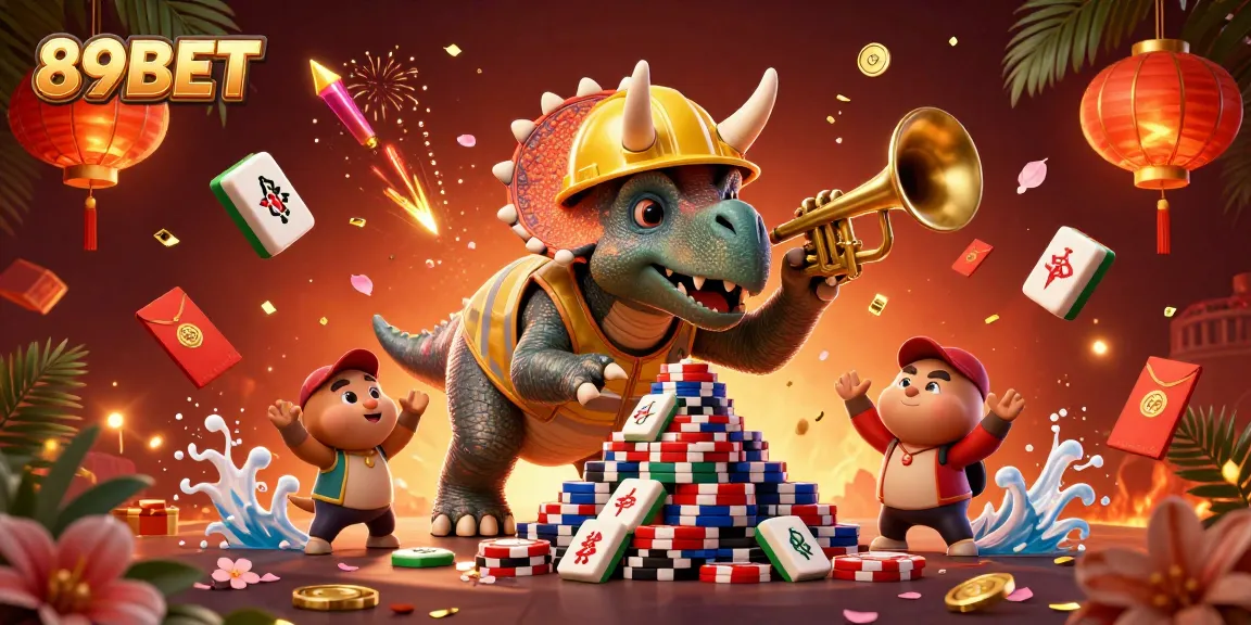 Win big at 89BET with lively casino celebration featuring poker chips and vibrant game elements.