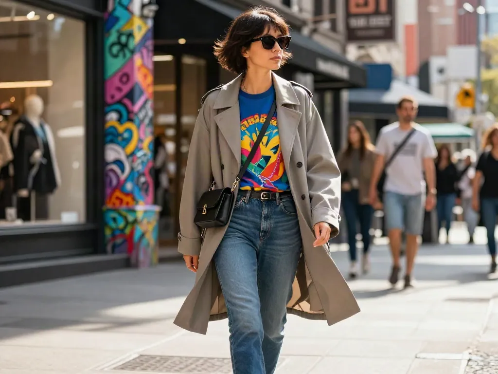 Fashionisk .com lifestyle shot of a stylish individual in a city, showcasing modern fashion trends.