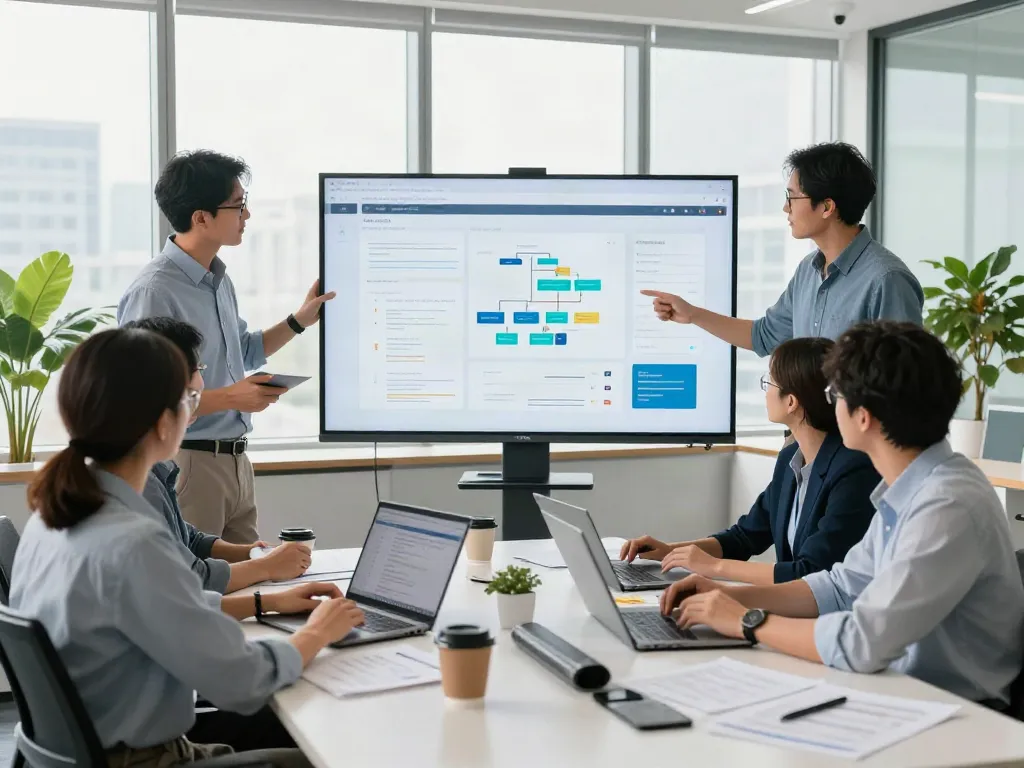 Team collaboration on business strategies and website development on the website poshuk.info.