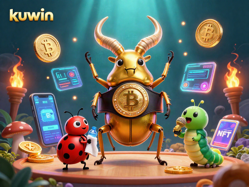 Kuwin offers exciting gameplay with a giant beetle and casino elements in a vibrant 3D scene.