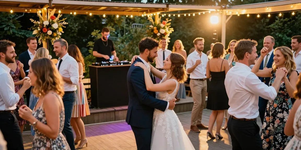 Hochzeit DJ Berlin: Tanzende Gäste unter Lichtern bei der Feier