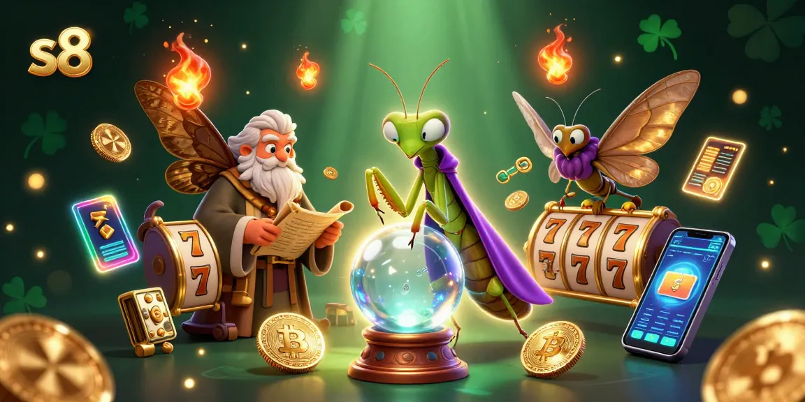 S8 offers exciting slot games, featuring cartoon characters and vibrant crypto coins.