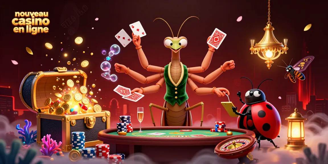 Plongée dans l'univers du nouveau casino en ligne avec un mantis joueur, un pit boss coccinelle et des éléments de jeu fascinants.