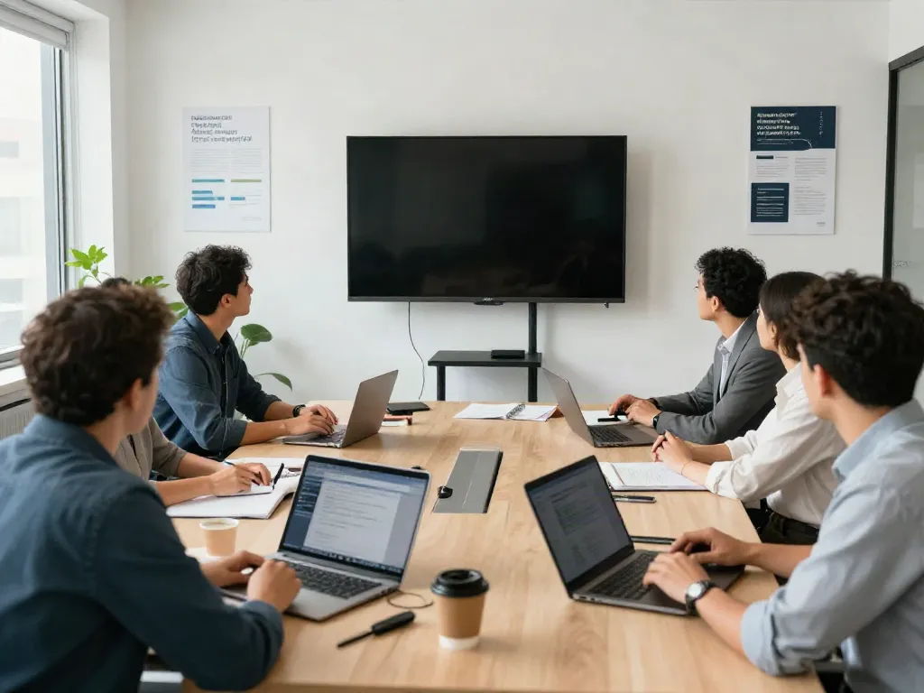 PedroVazPaulo Executive Coaching session illustrated with professionals collaborating in a bright office.