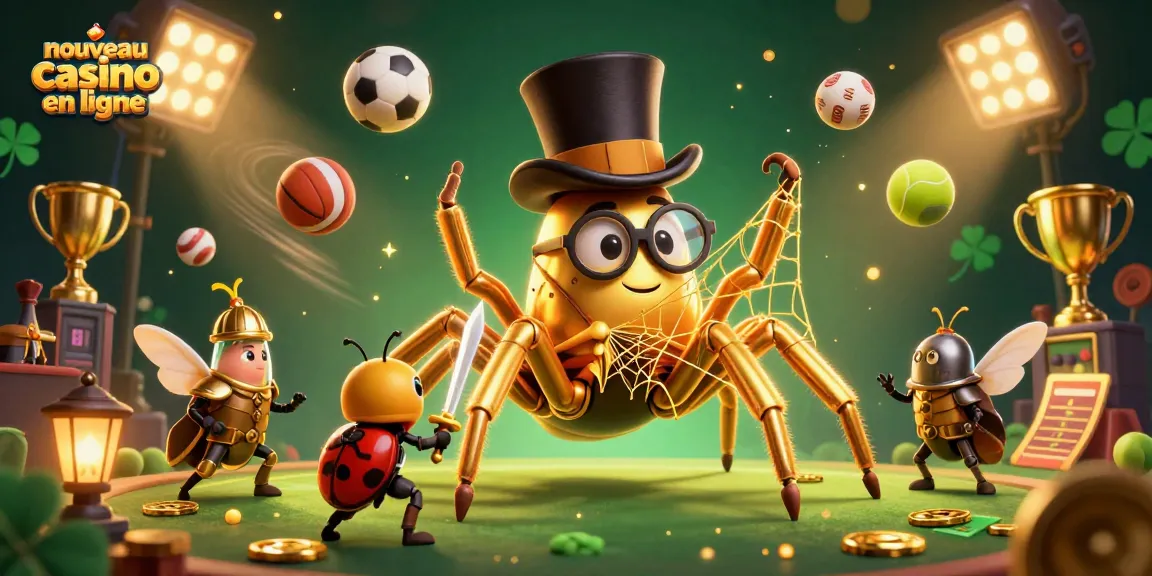 Plongez dans l'univers du nouveau casino en ligne avec cette scène dynamique et colorée de jeux et de divertissements.