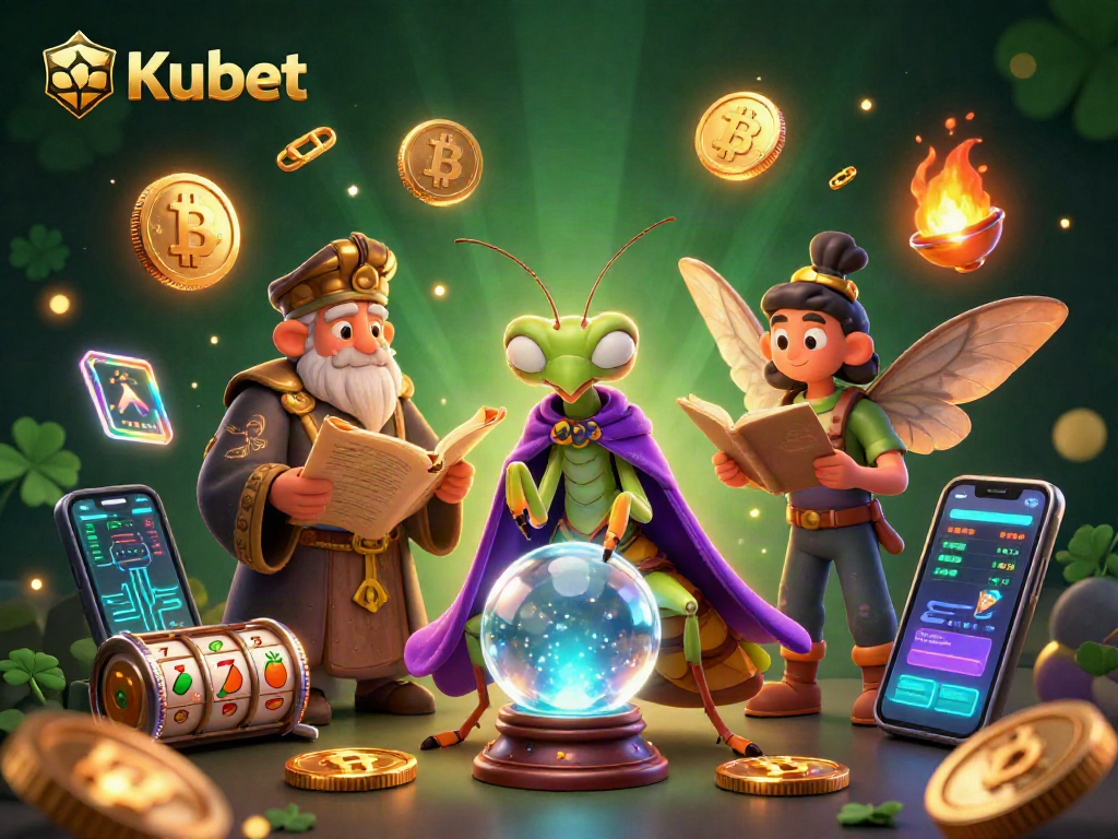 Kubet players immerse in thrilling slot action with vibrant characters and rich casino elements.