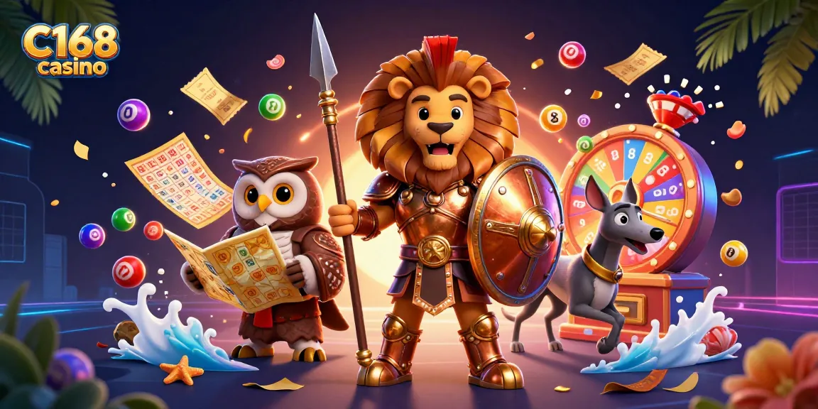 Experience C168 casino adventures with lively characters and vibrant game elements.