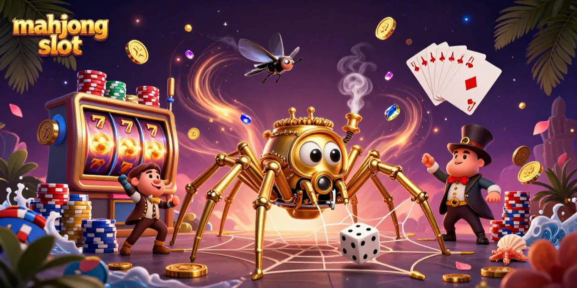 Experience the thrill of mahjong slot with an immersive 3D illustration of captivating casino elements.
